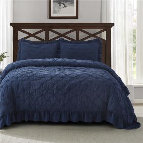 3 Piece Pintuck Ruffled Comforter Set