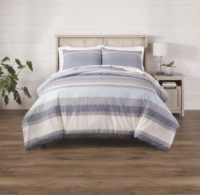 3-piece Bold Blue Stripe Comforter Set