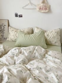 Cream Xia Zhi Ins Floral Vintage Cotton Four-piece Set (Option: Campanula-1.2m Flat Sheet 3pcs)