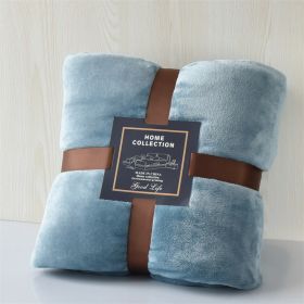 Nap Travel Solid Color Flannel Thickened Blanket (Option: Gray Blue-100x120cm)