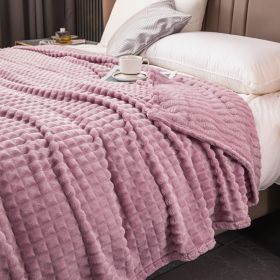 Milk Velvet Blanket Thickened Strip Cut Flower Flannel Blanket (Option: Cut Grid Taro Purple-100 X150CM Cover Blanket)