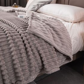 Milk Velvet Blanket Thickened Strip Cut Flower Flannel Blanket (Option: Silver Gray-150 X200CM Cover Blanket)