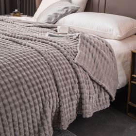 Milk Velvet Blanket Thickened Strip Cut Flower Flannel Blanket (Option: Cut Grid Silver Gray-150 X200CM Cover Blanket)