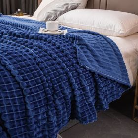 Milk Velvet Blanket Thickened Strip Cut Flower Flannel Blanket (Option: Cut Grid Blue-100 X150CM Cover Blanket)