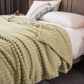 Milk Velvet Blanket Thickened Strip Cut Flower Flannel Blanket (Option: Cut Grid Milk Green-150 X200CM Cover Blanket)