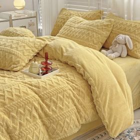 Four-piece Bed Set Thickened Warm Milk Fiber (Option: Lemon Yellow Basic Style-150cm Bed Sheet Set Of 4)