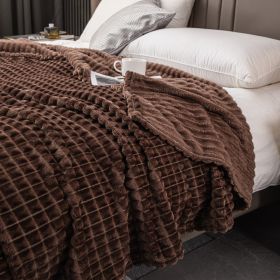 Milk Velvet Blanket Thickened Strip Cut Flower Flannel Blanket (Option: Cut Grid Dark Coffee Color-150 X200CM Cover Blanket)