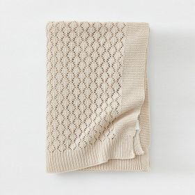 Spring Summer Knitted New Pure Cotton Blanket (Option: Light Beige-90cmx120cm)