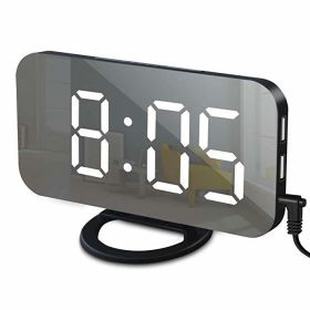 Digital LED Alarm Clock Mirror (Color: Black-White)