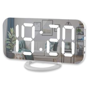 Digital LED Alarm Clock Mirror (Color: White-White)