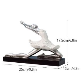 NORTHEUINS Resin Ballet Dancer Figurines for Interior Art Girl Statue (Color: C Silver)