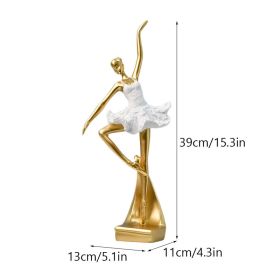 NORTHEUINS Resin Ballet Dancer Figurines for Interior Art Girl Statue (Color: B Golden)