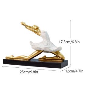 NORTHEUINS Resin Ballet Dancer Figurines for Interior Art Girl Statue (Color: C Golden)