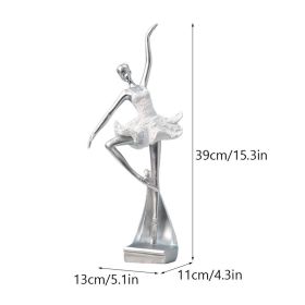 NORTHEUINS Resin Ballet Dancer Figurines for Interior Art Girl Statue (Color: B Silver)