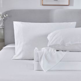 3-4 Piece Vintage Colored Sheets Set Ultra Soft Microfiber Bed Sheets & Pillowcase with Natural Wrinkle Texture (Color: White)