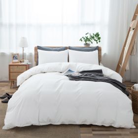 100% Washed Cotton Duvet Cover Set (No Comforter) (Color: White)