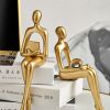 Golden Sitting Abstract Sculpture for Modern Home Decor - Creative Art Piece