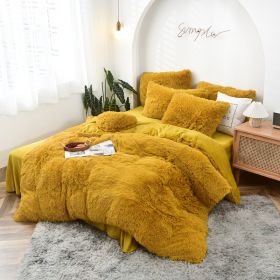 Mink Fur Four-piece Plush Rhinestone Velvet Duvet Cover (Option: Turmeric-200x230cm)