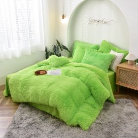 Mink Fur Four-piece Plush Rhinestone Velvet Duvet Cover (Option: Green-229X265cm)