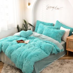 Mink Fur Four-piece Plush Rhinestone Velvet Duvet Cover (Option: Sky Blue-229X265cm)