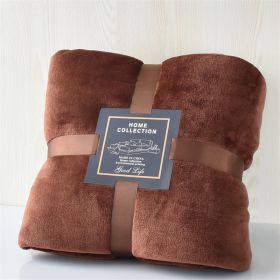 Nap Travel Solid Color Flannel Thickened Blanket (Option: Coffee-180X200cm)