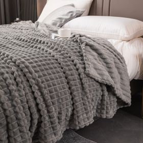 Milk Velvet Blanket Thickened Strip Cut Flower Flannel Blanket (Option: Cut Grid Light Gray-230 X200CM Cover Blanket)